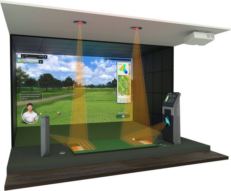 a closer look of Golfzon's state-of-the-art Twovision golf simulator