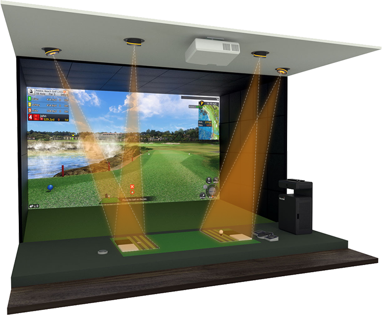 a closer look of Golfzon's Vision Premuim indoor golf simulator