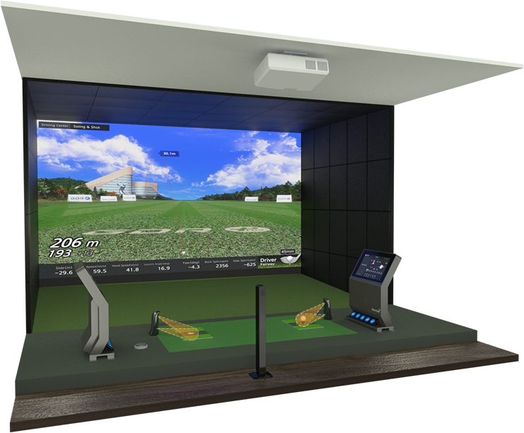 a closer look of Golfzon's GDR Plus indoor golf simulator