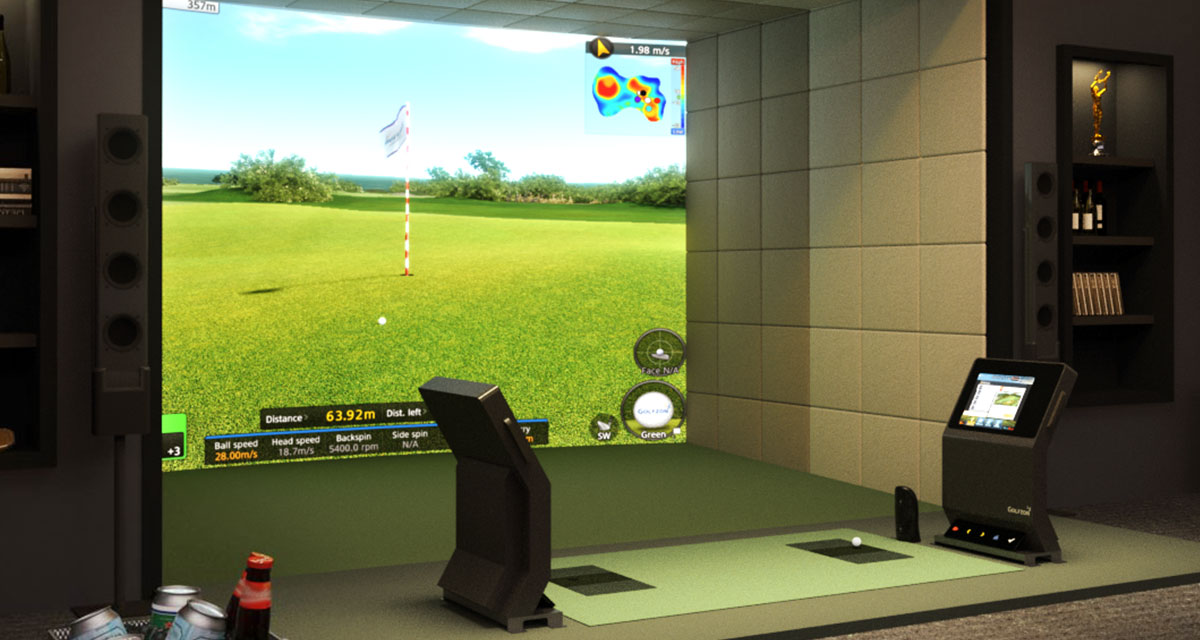 a close-up of the indoor golf simulator Golfzon Vision Standard