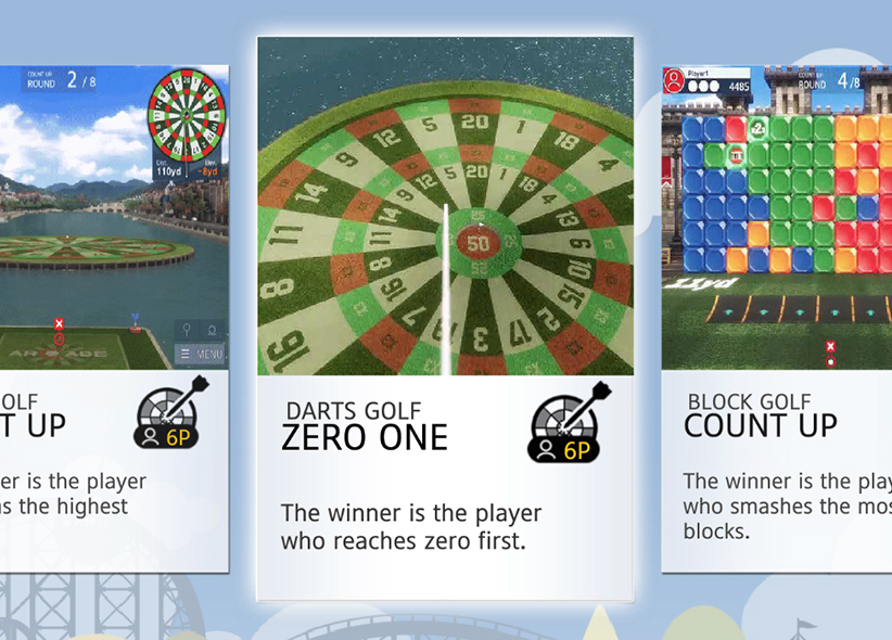 Darts inspired golf course game mode selection