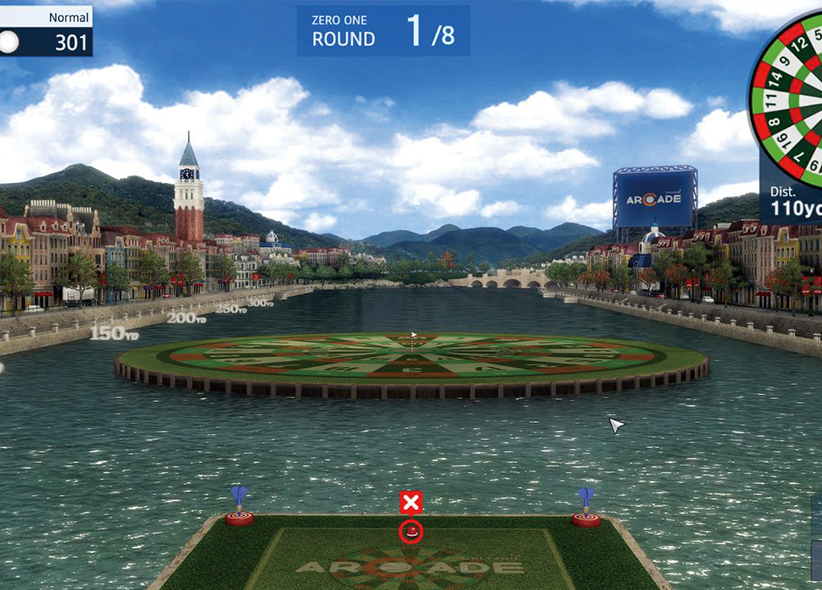 inside the Darts inspired golf course game mode