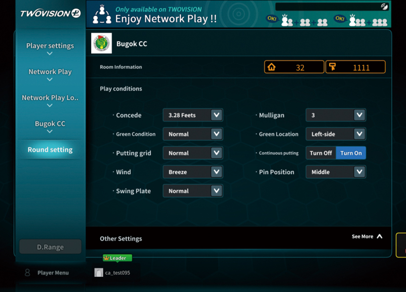 Twovision software game settings and options