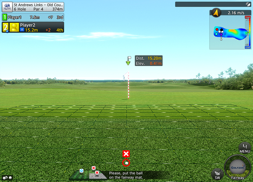 A close-up of one of the courses in the Golfzon golf simulator